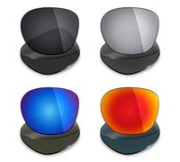 Mryok 4 Pair Polarized Replacement Lenses for Oakley Garage Rock Sunglass - Stealth Black/Fire Red/Ice Blue/Silver Titanium