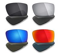 Mryok 4 Pair Polarized Replacement Lenses for Oakley Gascan Sunglass - Stealth Black/Fire Red/Ice Blue/Silver Titanium
