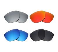Mryok 4 Pair Polarized Replacement Lenses for Oakley Jupiter Factory Lite Sunglass - Stealth Black/Fire Red/Ice Blue/Silver Titanium