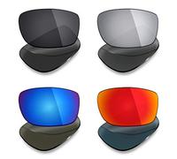 Mryok 4 Pair Polarized Replacement Lenses for Oakley Monster Pup Sunglass - Stealth Black/Fire Red/Ice Blue/Silver Titanium