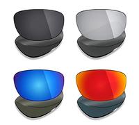 Mryok 4 Pair Polarized Replacement Lenses for Oakley Pit Boss 2 Sunglass - Stealth Black/Fire Red/Ice Blue/Silver Titanium