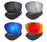 Mryok 4 Pair Polarized Replacement Lenses for Oakley Pit Bull Sunglass - Stealth Black/Fire Red/Ice Blue/Silver Titanium
