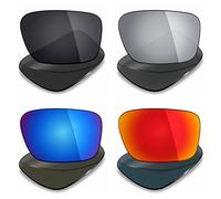 Mryok 4 Pair Polarized Replacement Lenses for Oakley Si Ballistic Det Cord Sunglass - Stealth Black/Fire Red/Ice Blue/Silver Titanium