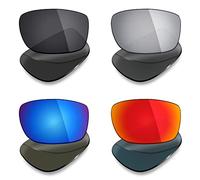 Mryok 4 Pair Polarized Replacement Lenses for Oakley Square Wire New 2006 Sunglass - Stealth Black/Fire Red/Ice Blue/Silver Titanium