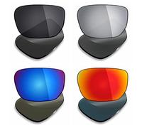 Mryok 4 Pair Polarized Replacement Lenses for Oakley Style Switch Sunglass - Stealth Black/Fire Red/Ice Blue/Silver Titanium