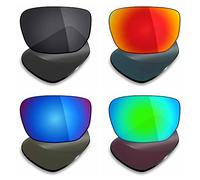 Mryok 4 Pair Polarized Replacement Lenses for Oakley Style Switch Sunglass - Stealth Black/Fire Red/Ice Blue/Emerald Green