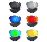 Mryok 6 Pair Polarized Replacement Lenses for Oakley Jawbone Vented/Racing Jacket Vented Sunglass - Stealth Black/Fire Red/Ice Blue/Silver Titanium/Emerald Green/24K Gold