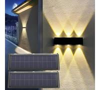 Mrzxy Solar Lights Outdoor Waterproof 3000K Warm Aluminum Dusk to Dawn Lighting Wall Sconce Up Down for Outside, Fence, Porch, Deck