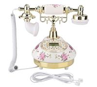 MS - 9101 Vintage Retro Imitation Antique Telephone, Ceramic Desk Phone with Multi - Angle Smart Screen and Caller ID, Golden Removable Bracket for Home Office Living