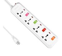 MS ASDF26 UK to USA Travel Extension Lead 4 Way Power Strip Universal Socket Plug With 1.8M Power Cord-White