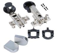 MS Beschläge Glass Showcase Pot Hinge Chrome Matt Pot Hinge Decorative Cap Diameter 26 mm 1 Pair Glass Door Hinge 95° Opening Angle Furniture Hinge (Oval, Corner Stop)