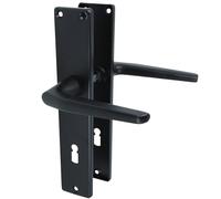 MS Beschläge Long Plate Door Handle Black Powder Coated Long Plate Set Door Handle Door Fitting Ergonomic Interior Door Fitting Pair Sign Set (Deadbeard)