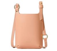 Ms Charmer plain design small crossbody bag for women with outside pocket to hold up to 6.7-inch cellphones, vegan leather mobile phone bag, powerful RFID Blocking Card as a Gift (Pink)
