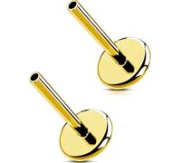 MS CUTE 20G/18G/16G Threadless G23 Titanium Silver Gold Replacement Post Bar Flat Back Stud Earrings for Nose Helix Cartilage Tragus Conch Lobe Labret Medusa Piercing Jewelry for Women Men, 18g 12mm