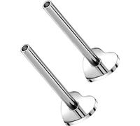 MS CUTE G23 Titanium Flat Back Post (Post Only), Threadless Push Pin & Internally Threaded, 16G/18G/20G, 4.5-14mm, Silver/Gold/Black, Round/Heart/Star/Flower Base for Nose, Helix, Tragus, 2pcs, 16g