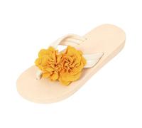 Ms. Europe and The States Summer Soft Bottom Chain Flat Bottom Word Slippers Female Stone Pattern Beach Sandals Drag (Yellow, 8)