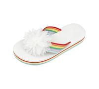Ms. Europe and The States Summer Soft Bottom Chain Flat Bottom Word Slippers Female Stone Pattern Beach Sandals Drag (White #2, 6)