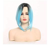Ms. European And Short Hair Dyed Blue Gradient Bob Synthetic Wig Wig