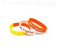 MS Fighter Never Give Up (3 Pack) Silicone Wristband Multiple Sclerosis MS Bracelet UK (3 Pack Orange, Large 20cm)