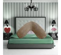 MS LINEN UK Teddy Fleece V Shaped Orthopaedic Pillowcase Cover | Super Soft Warm & Cosy 100% Polyester V Pillow Cover | Pregnancy Maternity Nursing Support Pillowcase (Mink, 30cm x 78cm)