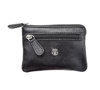 ms móvil shop Barcelona FC Basora Black Cowhide Leather Wallet - Official Product with 3 Compartments and Metal Keyring - Compact Design with Silver Crest - Ideal Gift for Culés Fans