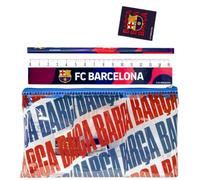 ms móvil shop Barcelona FC School Pencil Case with Ruler, Pencil, Rubber and Pencil Sharpener | Official Design with Club Crest | Transparent Pencil Case with Zip | Compact and Resistant, red, Young
