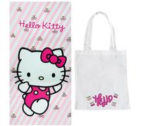 ms móvil shop Hello Kitty Children's Towel Microfibre Print Beach Swimming 100% Polyester 70 x 140 cm + Fabric Beach Bag Gift for Children Summer Holidays | Official Product