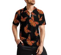 MS Multiple Sclerosis Awareness Butterfly Mens Golf Polo Shirts Classic Fit Short Sleeve T-Shirt Printed Casual Sportswear Top L
