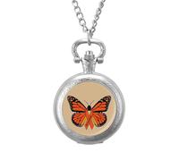 MS Multiple Sclerosis Awareness Butterfly Vintage Pocket Watch Alloy Pendant Watches Necklace Gift for Men Women Silver-Style