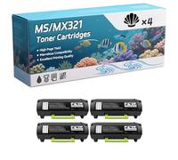 MS/MX321 Toner Cartridges Compatible for Lexmark MX321ADN MX321ADW MX421ADE Printers, High-Definition Printing Effect with Chip, 7000 Pages (4 Pack Black)