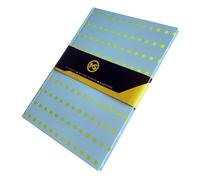 MS MY STATIONERY A4 Notebook Hardback Gold Polka Dots Design Cover 160 Pages (80 Sheets) 90gsm White Paper Ruled Note Book - Sky Blue Cover