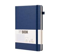 MS MY STATIONERY A4 Squared Notebook 5mm Grid Hardback PU Leather Cover, 140gsm Thick Paper, Acid-Free FSC Certified, 160 Pages/80 Sheets-Graph Notebook for Maths, Drawing, Journaling (Deep Indigo)