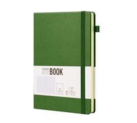 MS MY STATIONERY A4 Squared Notebook 5mm Grid Hardback PU Leather Cover, 140gsm Thick Paper, Acid-Free FSC Certified, 160 Pages/80 Sheets-Graph Notebook for Maths, Drawing, Journaling (Pine Needle)