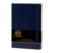 MS MY STATIONERY A5 Index Notebook Hardback Leatherette Cover 8mm Ruled Margin A-Z Tabs 264 Pages 100 GSM White Paper Sewn Binding Note Book-Navy Blue Cover