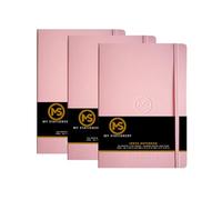 MS MY STATIONERY Index Notebook A5 Leatherette Hard Cover Notebook 8mm Ruled Margin A-Z Tabs 264 Pages 100gsm Acid-Free FSC Certified Paper-Pack of 3 (Blush Pink)