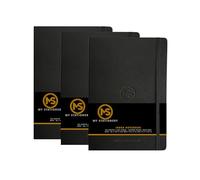 MS MY STATIONERY Index Notebook A5 Leatherette Hard Cover Notebook 8mm Ruled Margin A-Z Tabs 264 Pages 100gsm Acid-Free FSC Certified Paper-Pack of 3 (Black)