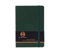 MS MY STATIONERY Index Notebook Hardback Leatherette Cover 8mm Ruled Margin A-Z Tabs 264 Pages 100 GSM White Paper - 11 X 16 CM Index Notebook (Dark Green)