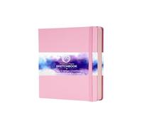 MS MY STATIONERY Sketchbook Acid-Free Paper 160gsm 120 Pages (60 Sheets) Sewn Binding 4.7" X 4.7" Leatherette Hardcover Watercolour Journal for Artists Mixed Media Use (Pink)