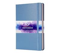 MS MY STATIONERY Sketchbook Journal Acid-Free 160gsm Paper 120 Pages (60 Sheets) Sewn Binding 5.8" X 8.3" A5 Leatherette Cover Watercolour Sketch Book for Artists Mixed Media Use (Sky Blue)