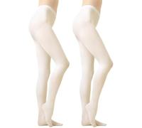 Ms.Myland 2 Pairs Women's Sheer Opaque Tights, 480D Soft Nylon Regular Multicolour Control Top Velvet Pantyhose, Cream-80d, One Size
