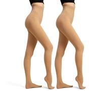 Ms.Myland 2 Pairs Women's Sheer Opaque Tights, 480D Soft Nylon Regular Multicolour Control Top Velvet Pantyhose, Light Skin, One size