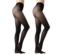 Ms.Myland 2 Pairs Women's Sheer Qpaque Tights, 480D Soft Nylon Regular Multicolour Control Top Velvet Pantyhose, Black-80d, One Size