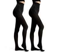 Ms.Myland Pack of 2 Pairs Soft Nylon 480 DEN Opaque Tights for Women Multicolor, Black, One Size