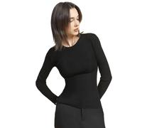 Ms.Myland Women's 100% Wool Sweater Cashmere Crew Neck Pullover Top, Black, M