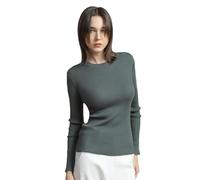 Ms.Myland Women's 100% Wool Sweater Cashmere Crew Neck Pullover Top, Celadon, M