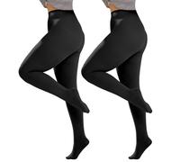 Ms.Myland Women's Plus Size Pantyhose Sheer Stocking Control Top Tights High Waist Ultra-Soft Panty Hose, 1/2 Pairs, 200d-plus 2*black, 0X-1X