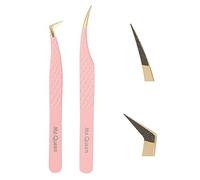 Ms.Queen Lash Extension Tweezers,2Pcs Fiber Tip Grip Boot Volume Tweezer and Dolphin Isolation Eyelash Tweezers