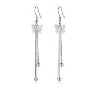 Ms. Swan 925 Sterling Silver Butterfly Dangle Earrings for Women and Girls - Long Hanging Design