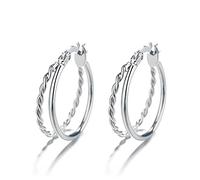 Ms.Swan 925 Sterling Silver Vintage Double Hoop Earrings for Women and Girl,Teen Girl(zhi-ud-0608)