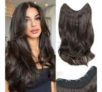 Ms taj Brown Hair Extensions Clip In Chocolate Brown Hair Extension V-Shaped 1PCS 20Inch Body Wavy Natural Layered Thick Full head for women with Dense hair to increase hair volume Beginner-friendly
